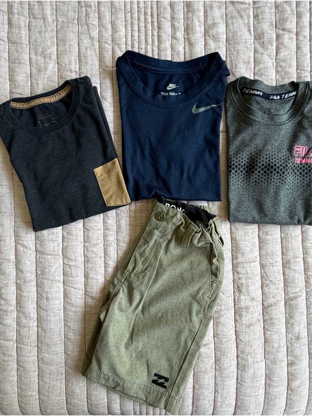 Nike +Fila + BR Brand Short Sleeve Tees with Billabong Athletic Shorts - 3/4T